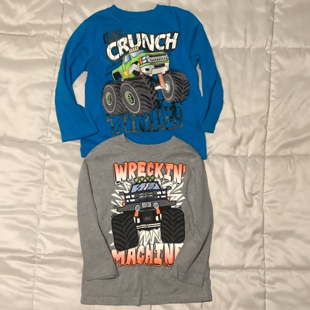 Garanimals Blue and Gray Monster Truck Long Sleeve Tees